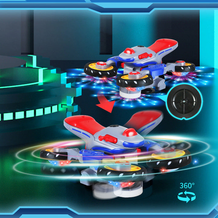 "Färgglad elektrisk barnmotorcykel med ljus och musik, ideal för kreativ lek och spännande äventyr i livfull design."