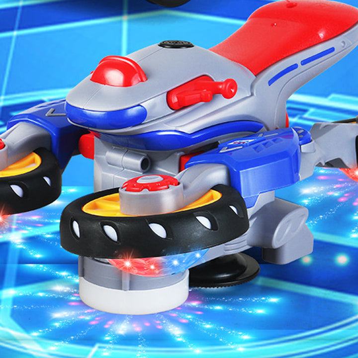 "Färgglad elektrisk barnmotorcykel med ljus och musik, ideal för kreativ lek och spännande äventyr i livfull design."