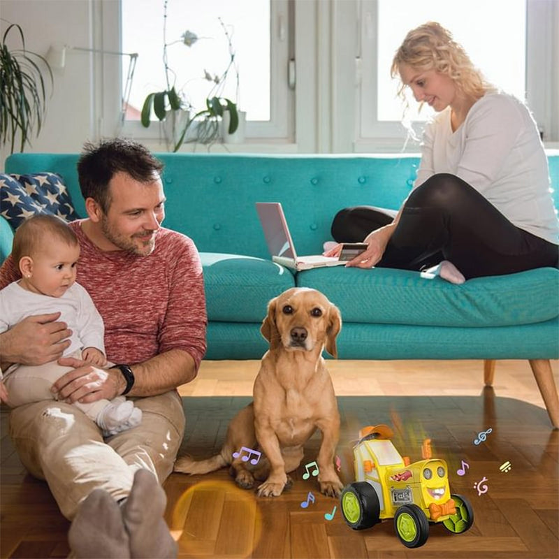 Färgglad fjärrstyrd stuntbil med bländande ljuseffekter; idealisk barnleksak för spänning och underhållning.