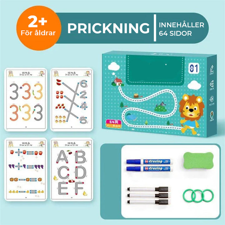 "Färgglad kalkeringsbok för barn, hjälper små i åldern 2-6 att utveckla skriv- och ritfärdigheter."