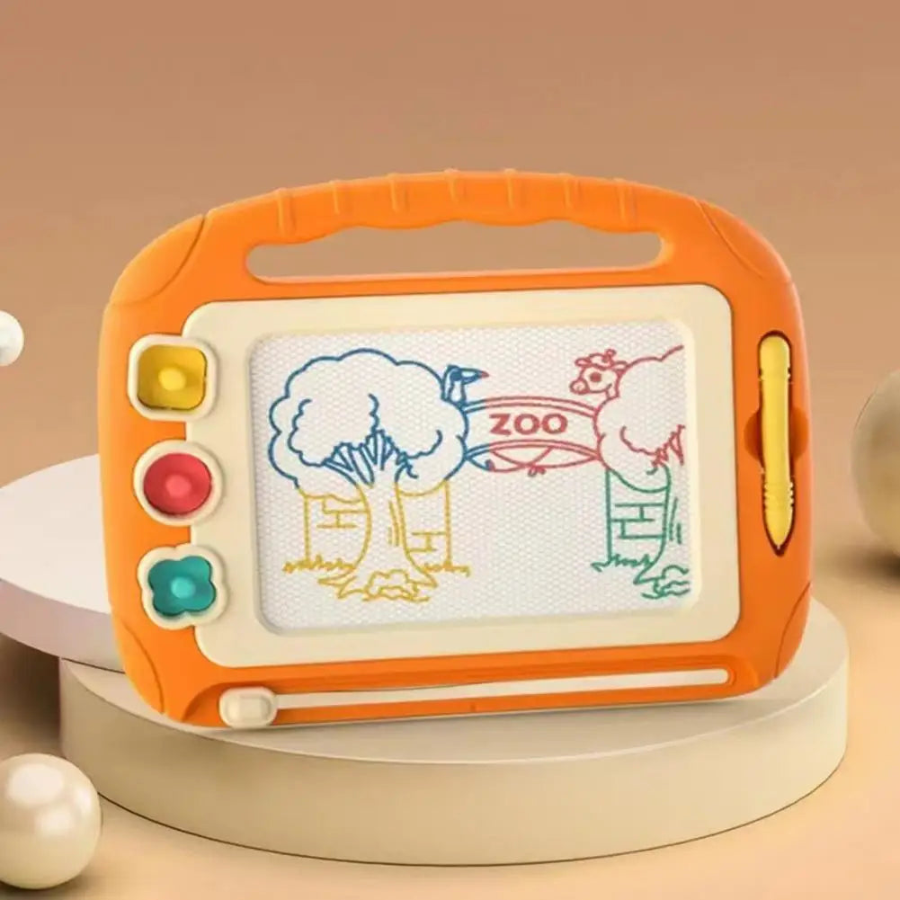 "Färgglad magnetisk ritbräda för barn, fläckfri kreativitet, idealisk för lek och lärande i flera färger: blå, orange, rosa."