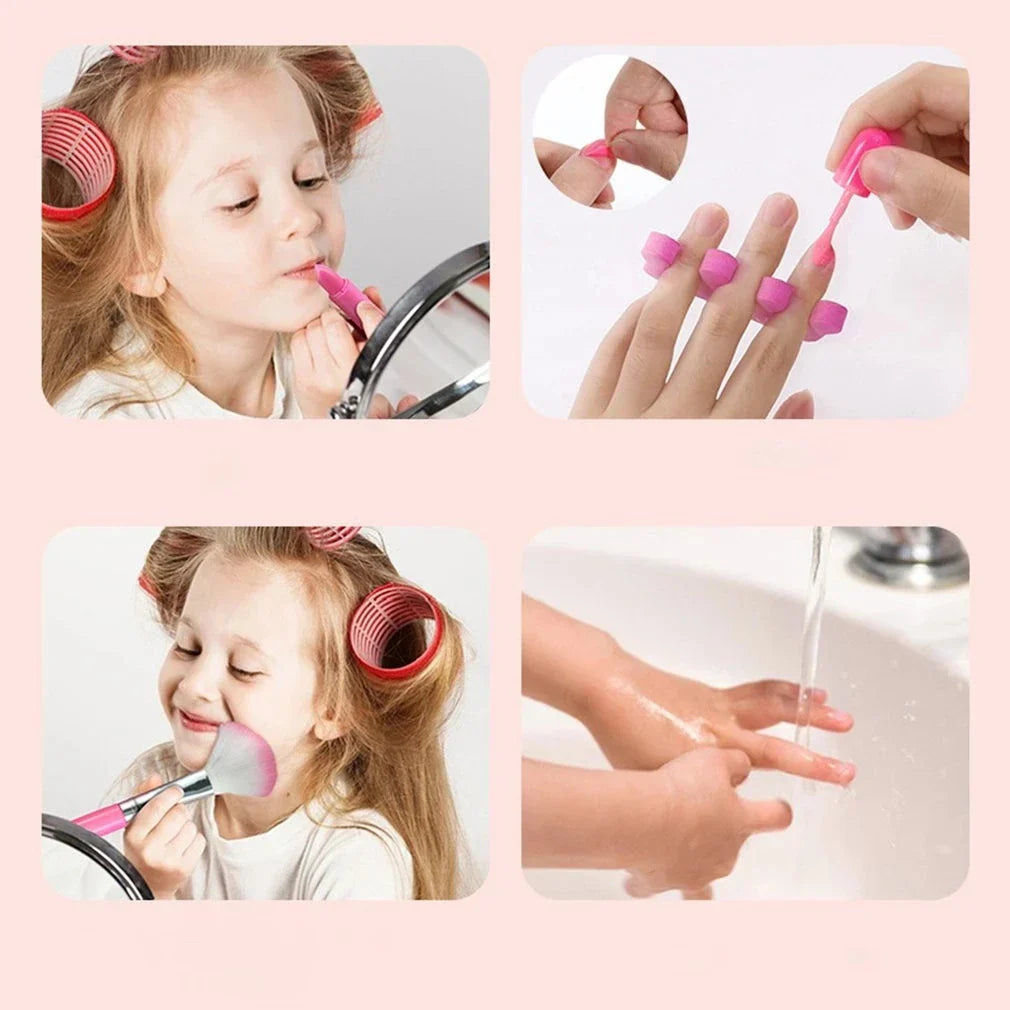 Färgglad Princess Make-up Set för barn med läppstift och ögonskugga, perfekt för kreativ lek och självuttryck.