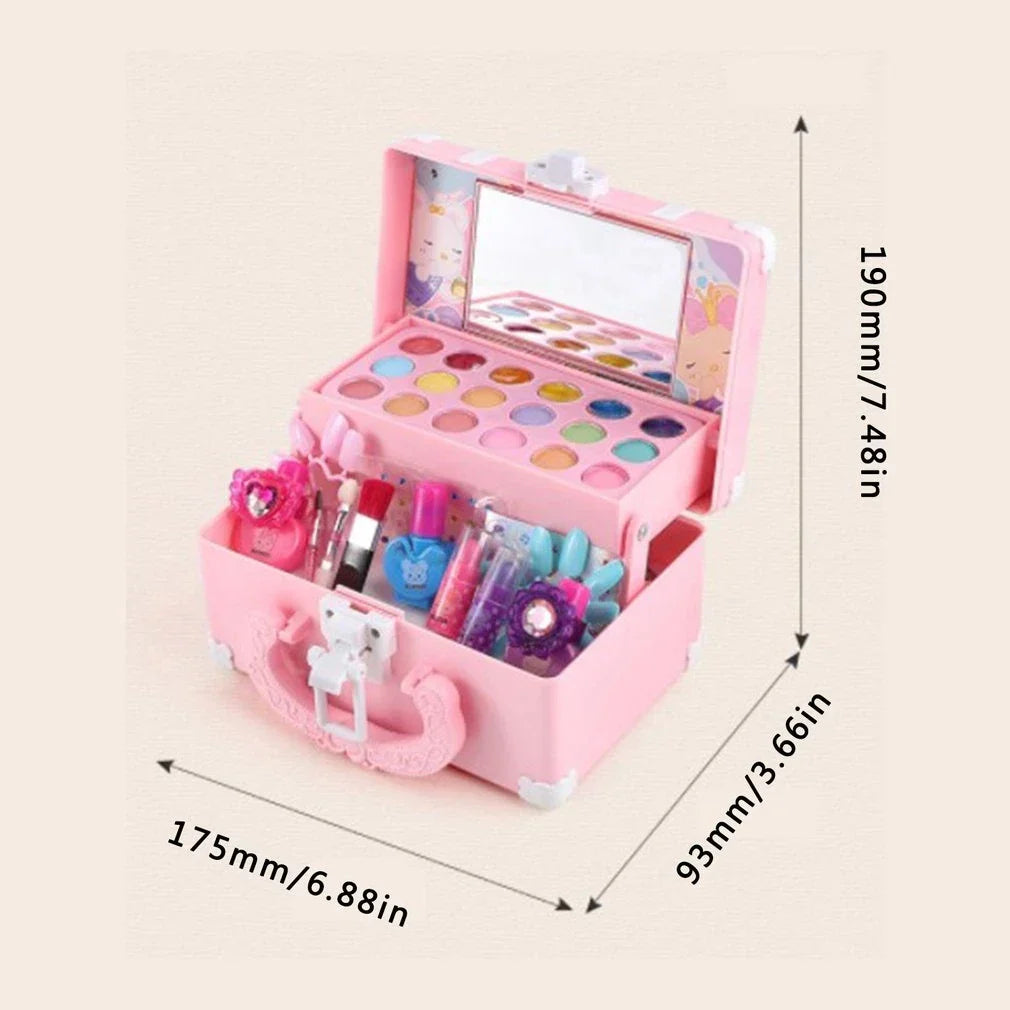 Färgglad Princess Make-up Set för barn med läppstift och ögonskugga, perfekt för kreativ lek och självuttryck.