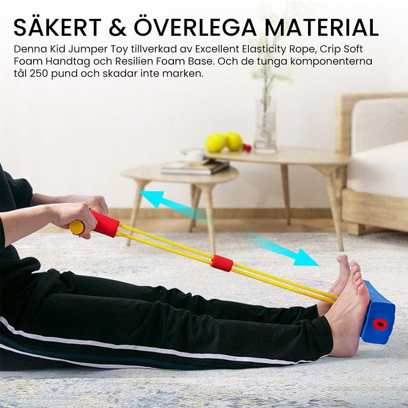 "Färgglad skum Pogo Hopper för barn med ljus och ljud, bekväma handtag och mjuk bas för säker inomhuslek."