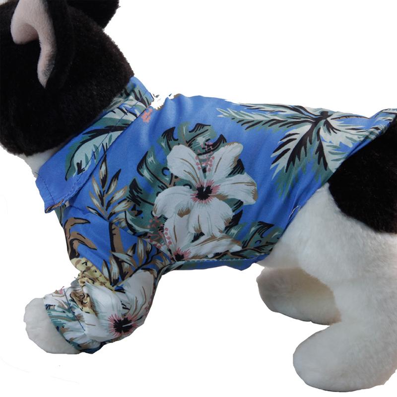 "Färgglad sommar Hawaiian t-shirt för husdjur i lätt polyester, blommönster för stil och komfort vid alla tillfällen."