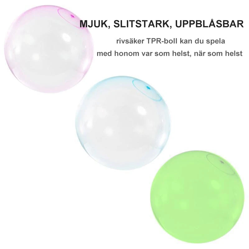 "Färgglad uppblåsbar Bubble Ball för barn, perfekt för utomhuslek. Tillverkad av hållbart material, finns i rosa, grön och bl