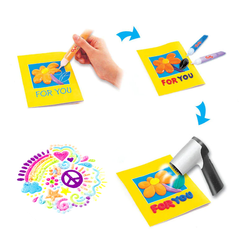 "Färgglada DIY Bubbel Popcorn Ritpennor, 6 st, skapar fluffiga 3D-effekter på papper, glas och plast för barnens konstprojekt