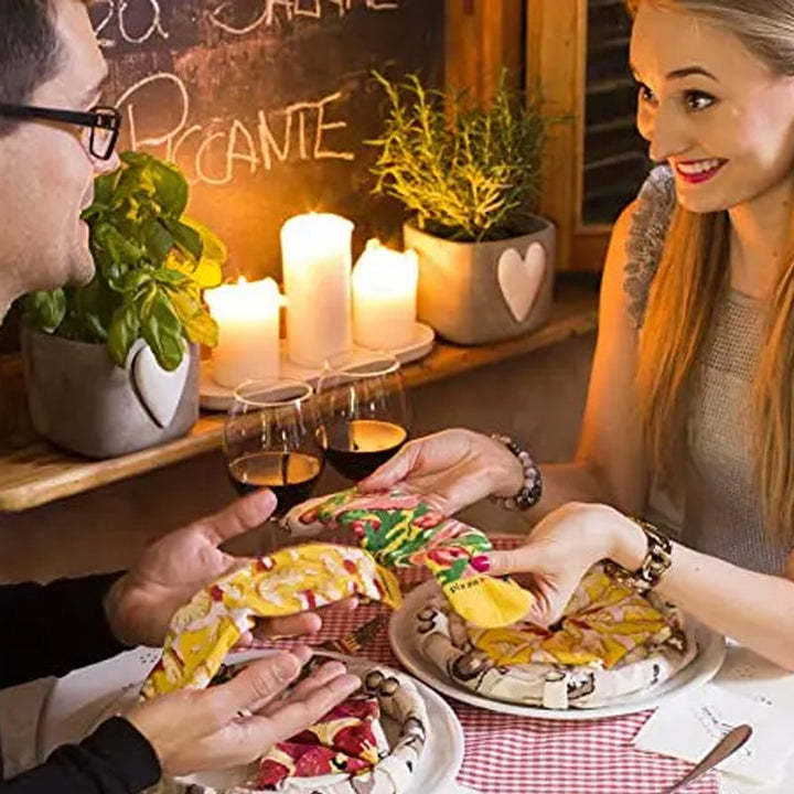 "Färgglada pizza-strumpor, 4-pack, i kreativ pizzakartong för vuxna. Accessoar för lekfull stil och personlig uttryck."