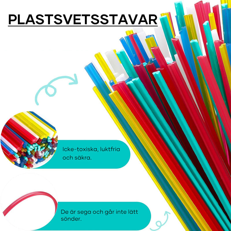 "Färgglada PP stötfångarsvetsningsstänger för hållbar svetsning, finns i vit, svart, gul, grön, röd och blå."