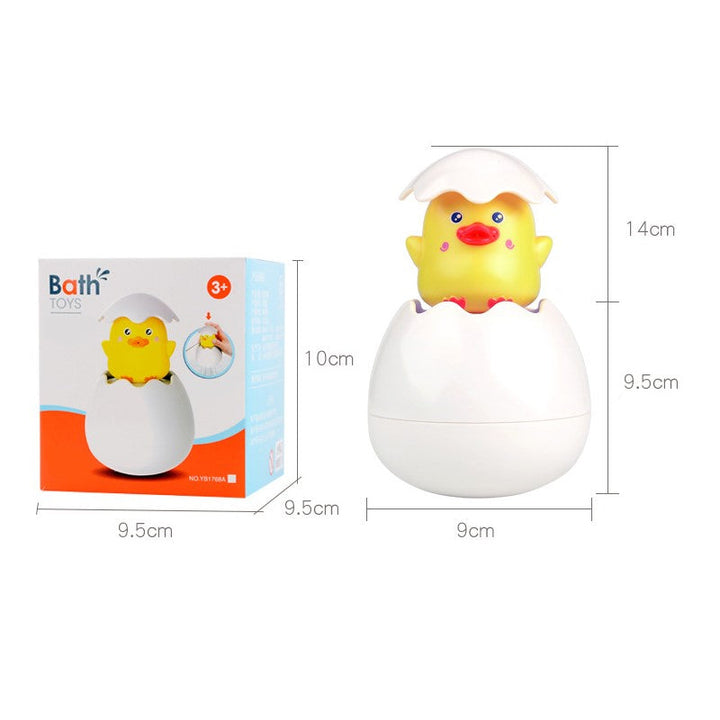 "Färgglatt dinosaurie- och ankägg badleksak för barn, perfekt för vattenlek, med gul, rosa, grön och blå färgkombination."