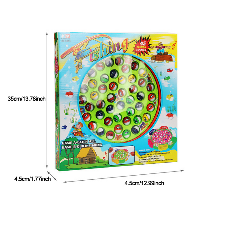 "Färgglatt fiskespel för barn med spön och fiskar, utvecklar koordination och tålamod, perfekt för familjesamvaro."