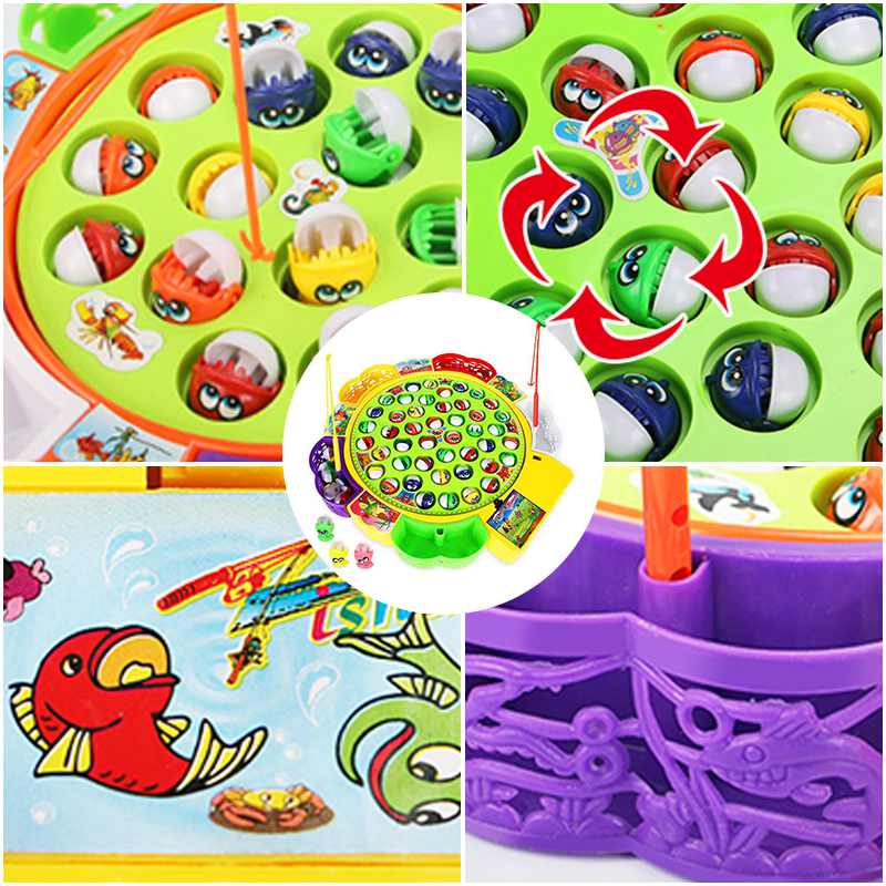 "Färgglatt fiskespel för barn med spön och fiskar, utvecklar koordination och tålamod, perfekt för familjesamvaro."