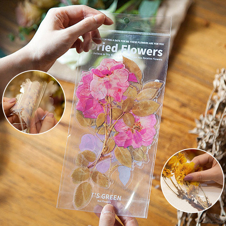 "Färgglatt set av självhäftande blommotiv klistermärken, idealiska för att dekorera släta ytor och DIY-projekt."