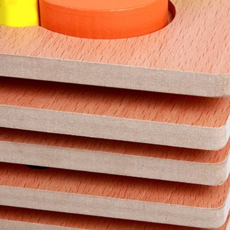 "Färgglatt träpussel för barn med djurmotiv, främjar sensorisk utveckling och inlärning, miljövänligt trä, 15x15 cm."