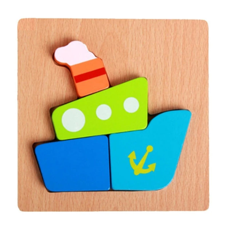 "Färgglatt träpussel för barn med djurmotiv, främjar sensorisk utveckling och inlärning, miljövänligt trä, 15x15 cm."