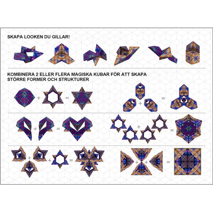 "Färggrann magnetisk kubleksak för barn, formad som en geometrisk mönstertransformation, perfekt för kreativ lek."