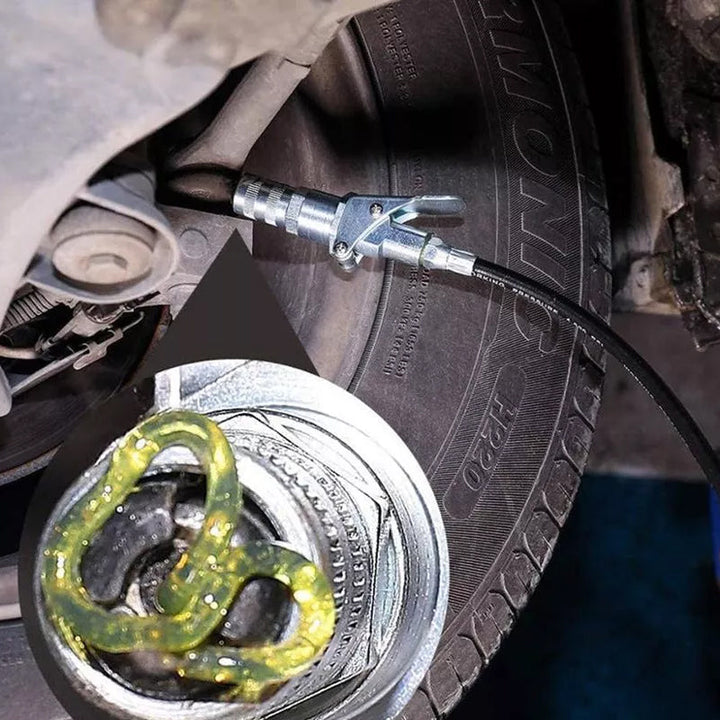 "Fettpistolkoppling med snabbkoppling, metallisk yta, hållbart zink-stål, för biltillbehör och svåråtkomliga smörjnipplar."