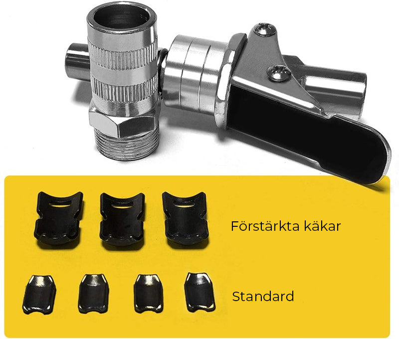 "Fettpistolkoppling med snabbkoppling, metallisk yta, hållbart zink-stål, för biltillbehör och svåråtkomliga smörjnipplar."