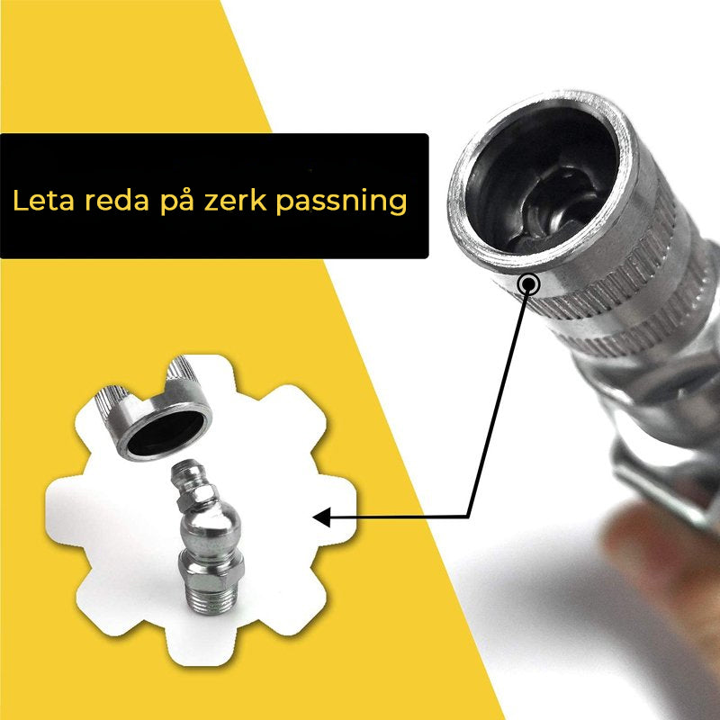 "Fettpistolkoppling med snabbkoppling, metallisk yta, hållbart zink-stål, för biltillbehör och svåråtkomliga smörjnipplar."