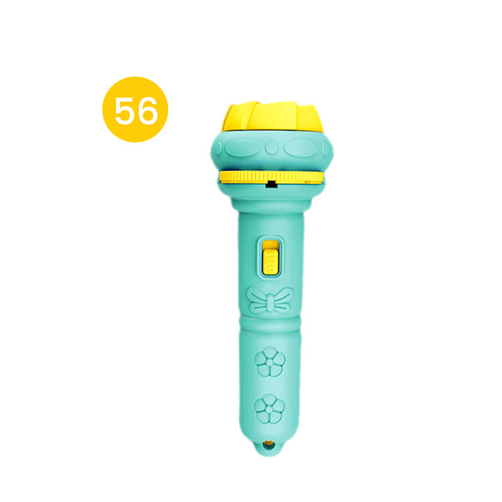 "Ficklampa för barn med rymd- och djurprojektionsbilder i livliga färger, lätt att hålla och perfekt för äventyr."