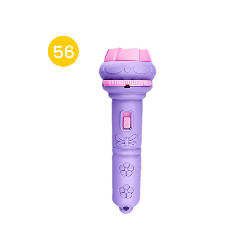 "Ficklampa för barn med rymd- och djurprojektionsbilder i livliga färger, lätt att hålla och perfekt för äventyr."