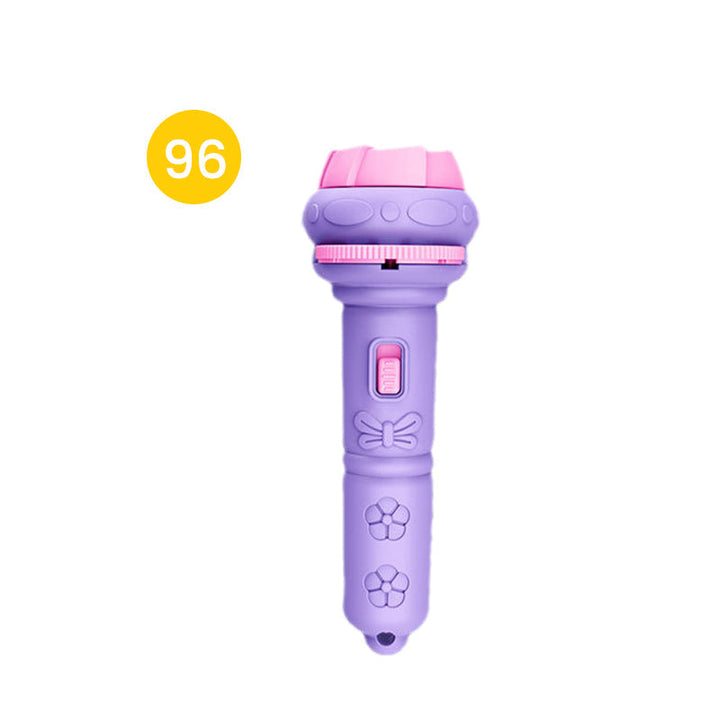 "Ficklampa för barn med rymd- och djurprojektionsbilder i livliga färger, lätt att hålla och perfekt för äventyr."