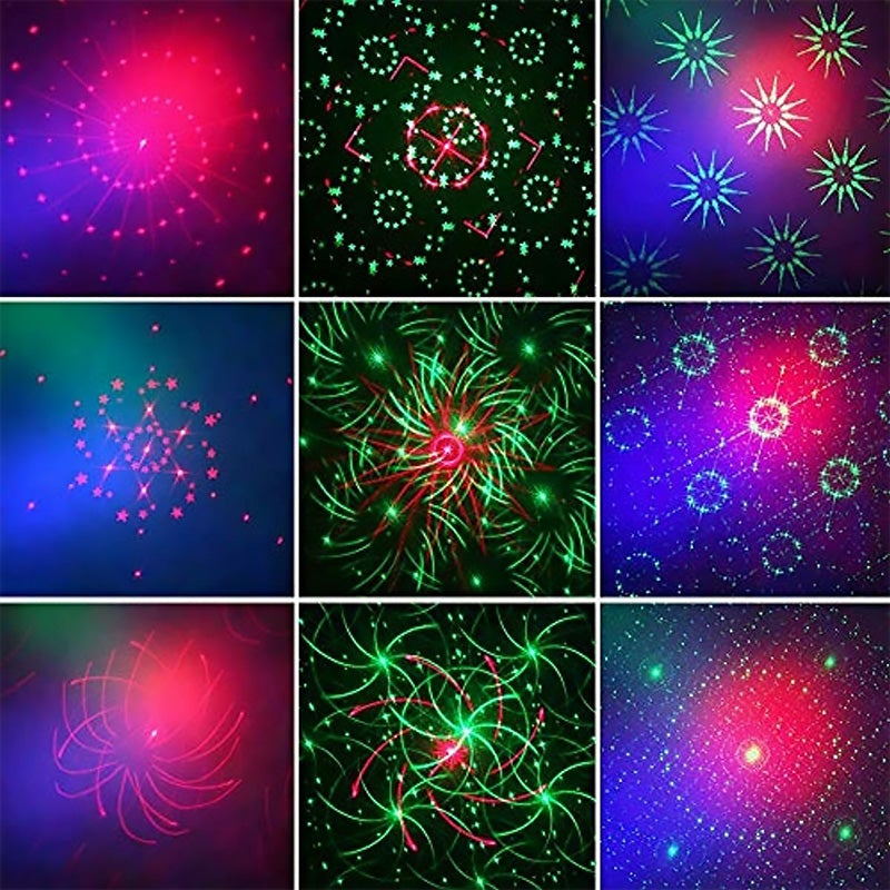 "Fjärrkontrollerat LED scenljus med röd, grön och blå strålar, perfekt för dynamiska inomhus och utomhus arrangemang."