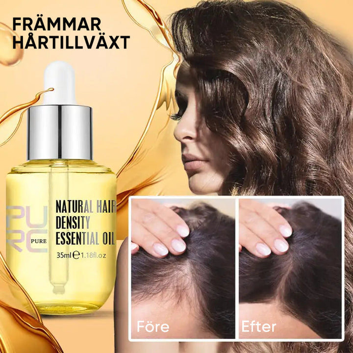 "Flaska med naturlig ingefära- och rosmarinolja för hårväxt, ger näring och främjar fylligare, friskare hår."