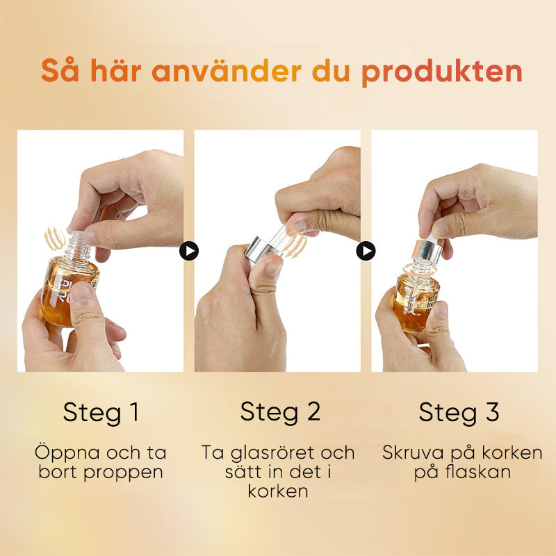 "Flaska med naturlig ingefära- och rosmarinolja för hårväxt, ger näring och främjar fylligare, friskare hår."