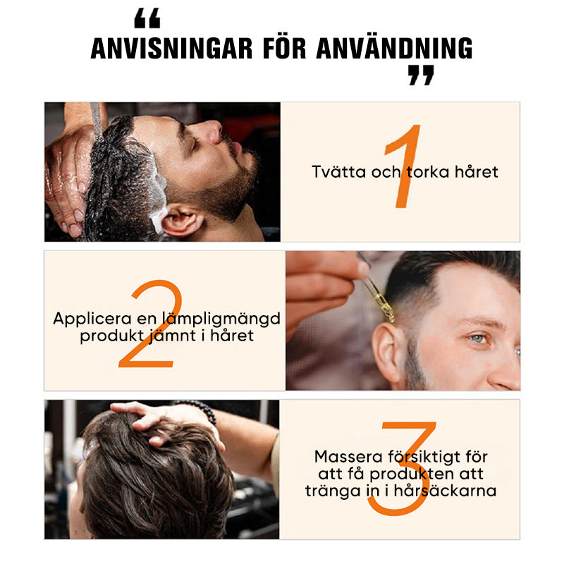 "Flaska med naturlig ingefära- och rosmarinolja för hårväxt, ger näring och främjar fylligare, friskare hår."