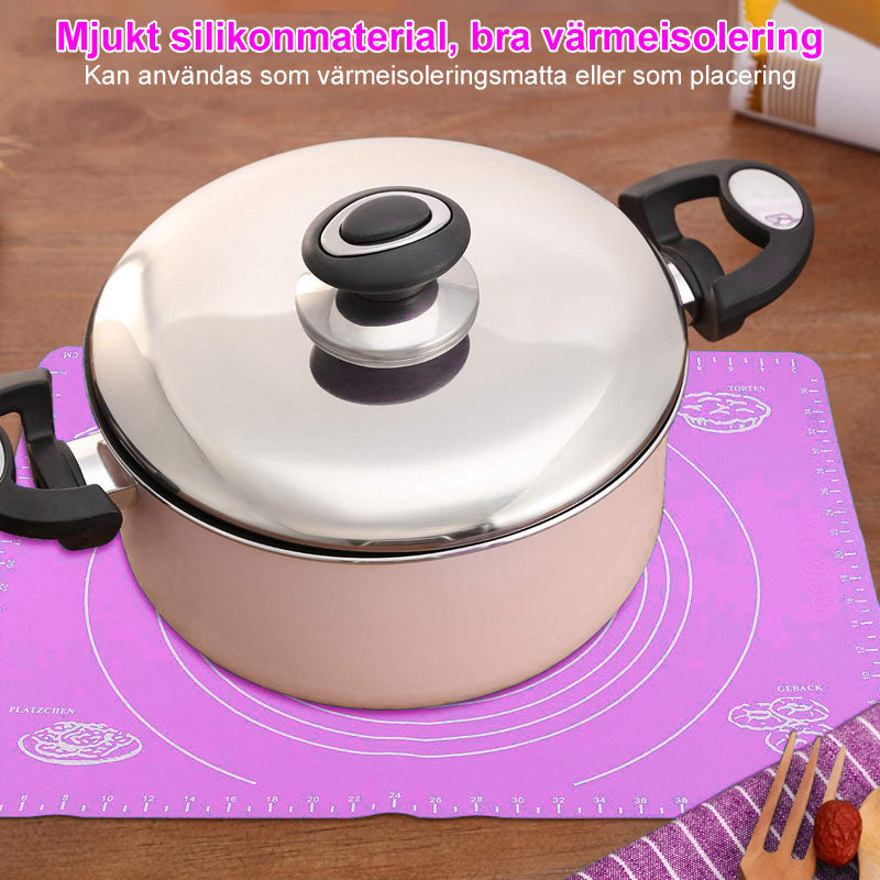 "Flerfärgad non-stick silikon bakmatta, perfekt för bakverk, med halkfri yta och temperaturtålighet."