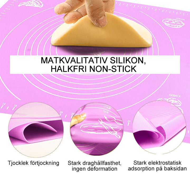 "Flerfärgad non-stick silikon bakmatta, perfekt för bakverk, med halkfri yta och temperaturtålighet."