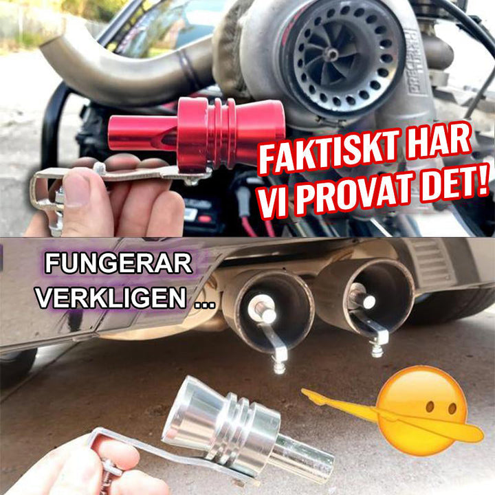 "Flerfärgat aluminium avgasrör för bil. Passar alla modeller, ger turboeffekt ljud, enkel installation utan verktyg."