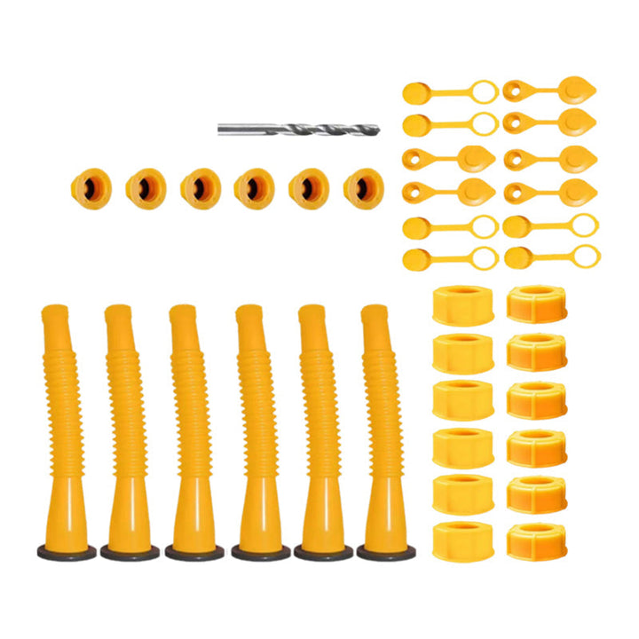 "Flexibel bensindunkpip i böjbart PP-material med gängade piprör, förenklar säker och spillsäker bränsleöverföring."