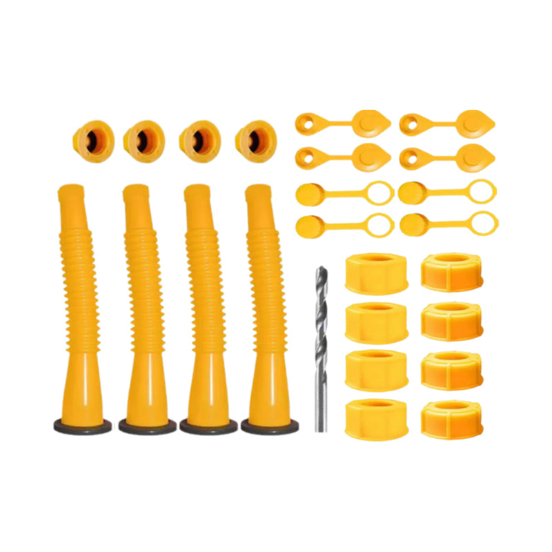 "Flexibel bensindunkpip i böjbart PP-material med gängade piprör, förenklar säker och spillsäker bränsleöverföring."