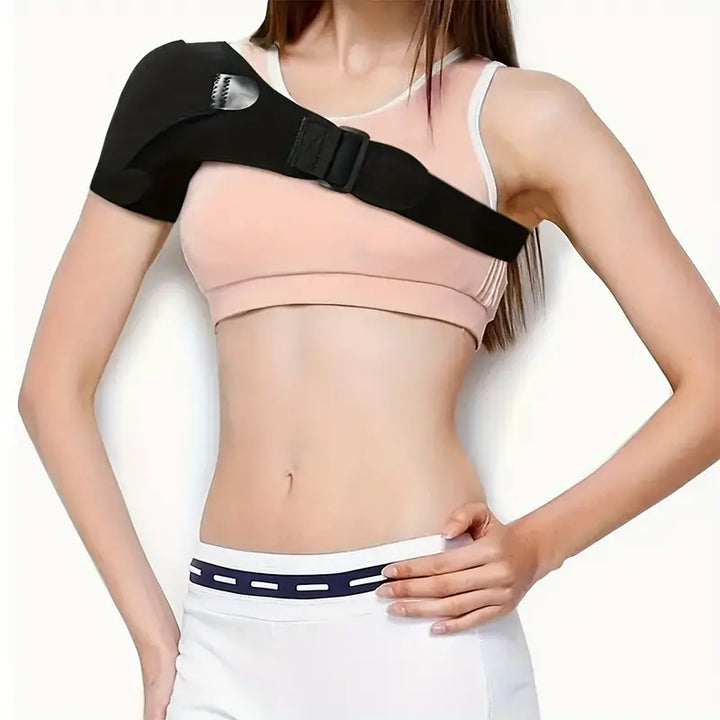 Flexibelt justerbart neopren axelskydd, andningsbart och lättviktigt, unisex design för träning och återhämtning.