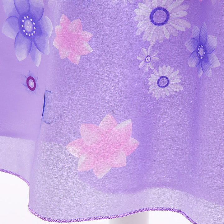 "Flickor kortärmad prinsessklänning med volanger, rund hals och tryckt mönster, perfekt för barnens speciella tillfällen."