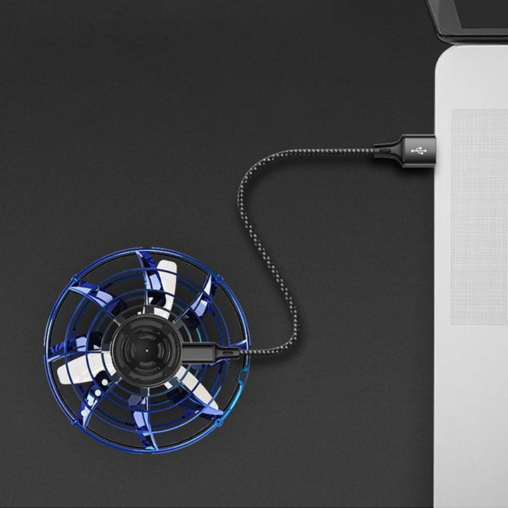 "Flygande UFO med LED och AI-kontroll, svävande leksak i svarta, röda, blå nyanser, nattbelysning"