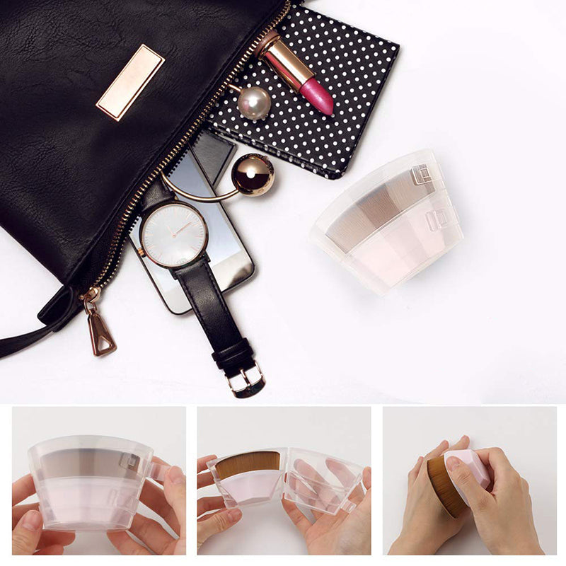 "Foundationborste hög densitet rosa/svart, elegant design för felfri sminkapplicering, perfekt för både kräm och flytande mak