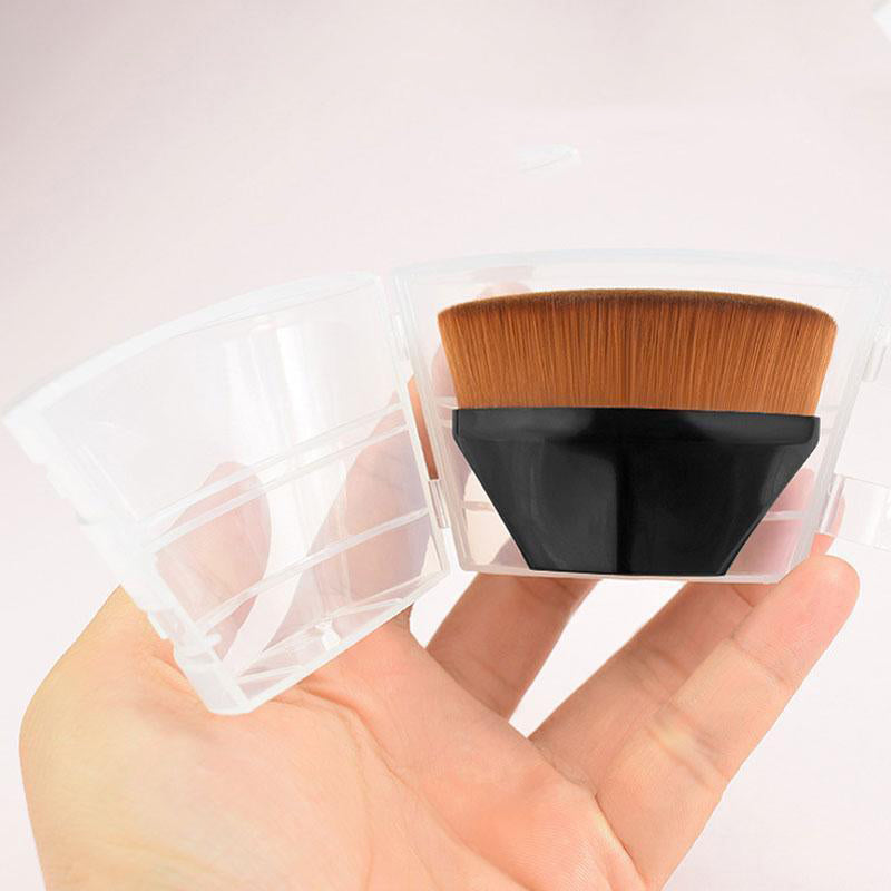 "Foundationborste hög densitet rosa/svart, elegant design för felfri sminkapplicering, perfekt för både kräm och flytande mak
