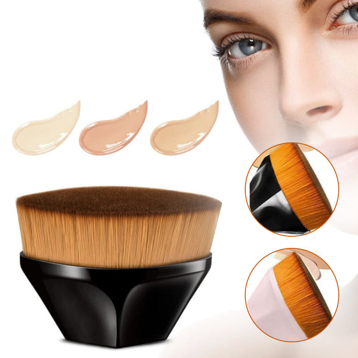 "Foundationborste hög densitet rosa/svart, elegant design för felfri sminkapplicering, perfekt för både kräm och flytande mak