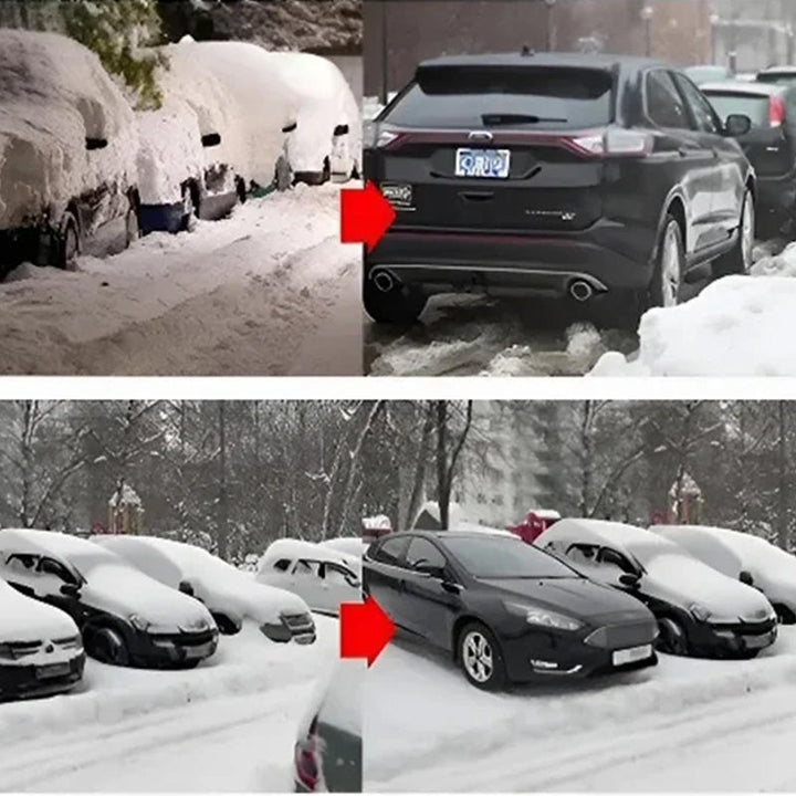 "Frostskyddsinstrument för bil, kompakt design, förhindrar is och snö på vindruta, säker vinterkörning."