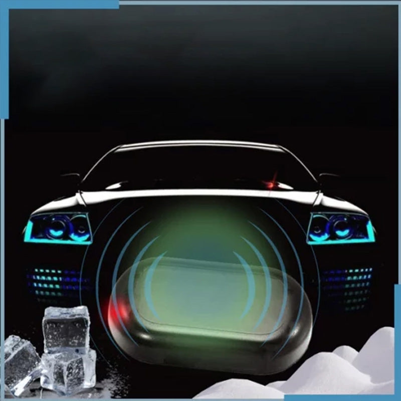 "Frostskyddsinstrument för bil, kompakt design, förhindrar is och snö på vindruta, säker vinterkörning."