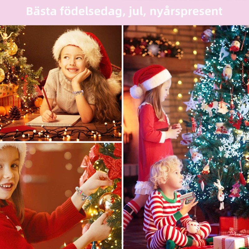 "Gör-det-själv armbandskit för flickor, färgglada pärlor, justerbara kedjor, skapande av unika smycken, kreativa accessoarer.