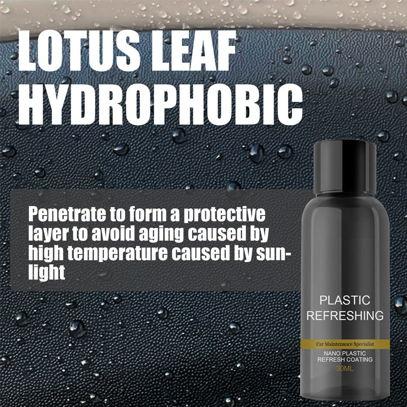 "Grå flaska med bilplast renoveringsmedel, perfekt för rengöring och skydd av bilens plastdelar, 50ML innehåll."