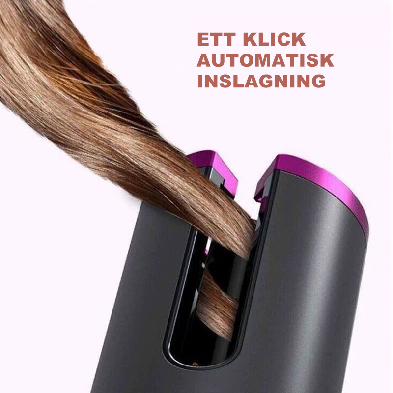 "Grå trådlös automatisk roterande locktång för glänsande hår, elegant design, långvariga lockar, portabel hårstyling"