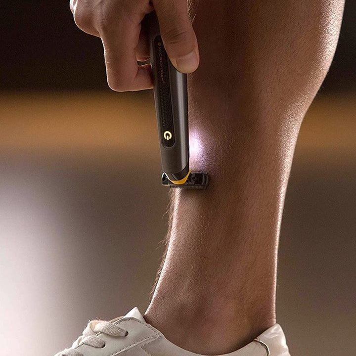 "Grå trådlös precisionsrakapparat med LED-belysning för ansikte och kropp, titanbelagd och batteridriven, 400g"