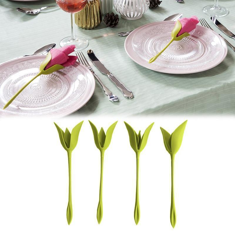 "Grön servetthållare med blomdesign och elegant utseende för borddukning, perfekt för alla tillfällen och dekoration."
