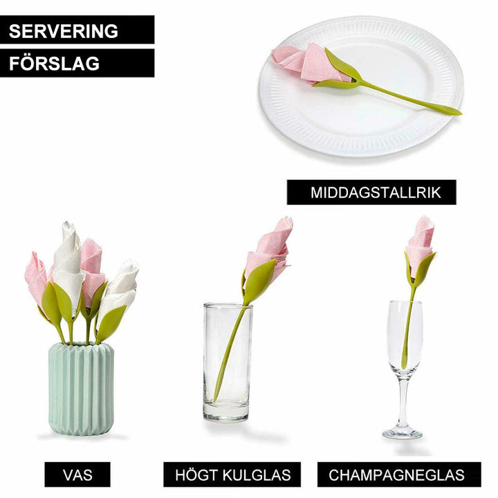 "Grön servetthållare med blomdesign och elegant utseende för borddukning, perfekt för alla tillfällen och dekoration."