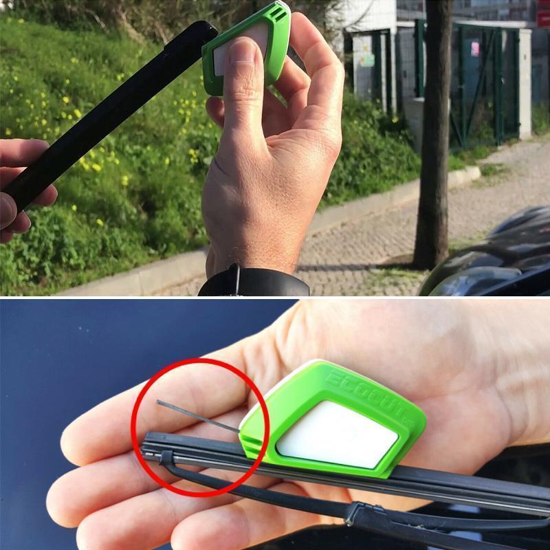 "Gröngul torkarbladsskärare i ABS-plast, kompakt med modern design för snabb och effektiv skärning av torkarblad."